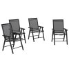 Outsunny Set of 4 Folding Garden Chairs, Metal Frame Garden Chairs Outdoor Patio Park Dining Seat with Breathable Mesh Seat, Black