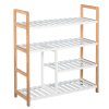 HOMCOM 4 Tier Shoe Racks Storage Stand Shelf Organizer Wood Frame 78 x 68 x 26 cm Hallway Furniture
