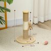 PawHut Cat Scratching Post for Indoor Cats, 47cm Tall Cat Scratcher with Jute Sisal Rope, Hessian fabric, Hanging Toy Ball, Feather, Kitty Climbing Tree with Anti-slip Base, Brown