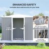 Outsunny 8 x 4 ft Metal Garden Shed, Garden Storage Shed with Window, 4 Vents and Lockable Door, Waterproof Galvanised Steel Tool Storage Shed, Light Grey