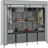HOMCOM Fabric Wardrobe for Bedroom, Portable Cloth Wardrobe with 10 Compartments, 2 Hanging Rails and 4 Fabric Drawers, 166 x 42.5 x 169.5cm, Dark Grey
