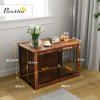 PawHut Dog Crate Furniture, Dog Cage End Table with Openable Top, Two Lockable Doors, for Large Pets, 98 x 60 x 65.5cm, Rustic Brown