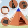 Outsunny 6 Men Tipi Tent, Camping Tent with Mesh Windows, Sewn-in Floor, Two Doors and Carry Bag, Easy Set Up, for Hiking Picnics Outdoor Night, Orange