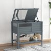 PawHut Tortoise House w/ Shelf, Small Pet Reptile Wooden House w/ Hide Shelter Den and Run, Lamp Holder, Tray, for Indoors, Outdoors - Grey