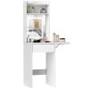 HOMCOM Small Dressing Table with Mirror and Adjustable LED Lights, Modern Vanity Desk with Drop Leaf, Open Shelves and Drawer, Compact Makeup Table for Small Spaces, Bedroom, White