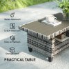 Outsunny 6 Pieces Rattan Garden Furniture Set, 5 Seater Wicker Outdoor Furniture Set with 2 Armchairs, Steel Frame Coffee Table and Cushions for Balcony, Porch, Navy Blue