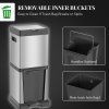 HOMCOM Dual Kitchen Bin, 20+14L Double Bin for Recycling and Waste, Stainless Steel Vertical Pedal Bin with Tilt Out Bin, Soft-Close Lid, Removable Inner Buckets and Handles, Silver