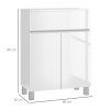 kleankin High Gloss Bathroom Cabinet, Free Standing Storage Cupboard with Drawer and Adjustable Shelf, White