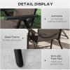 Outsunny Set of 4 Outdoor Wicker Folding Chairs, Patio PE Rattan Dining Armrests Chair set with 7 Levels Adjustable Backrest, for Outdoors, Camping, Dark Brown