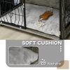 PawHut Dog Crate Furniture, Dog Cage End Table with Large Top, Soft Washable Cushion, Lockable Front Door, Wire Mesh Ventilation, Indoor Pet Crate for Medium Sized, 80 x 56 x 63cm - Grey wood effect