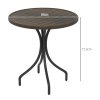 Outsunny 66cm Garden Side Table, Round Bistro Coffee Table, Outdoor Patio Table with Steel Frame and Slat Tabletop for Balcony and Porch, Brown Wood Grain