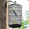 PawHut Bird Cage with Perches, Food Bowls, Swing, Parrot Cage for Budgie, Parakeet, Small Bird, 46.5 x 35.5 x 92cm, Black