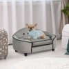 PawHut Dog Sofa for XS and S Size Dogs, Pet Chair Bed with Soft Cushion, Cat Sofa  Couch with Washable Cover, Wooden Frame, 66.5 x 45 x 35.5 cm, Grey
