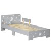 ZONEKIZ Kids Toddler Bed Children's Bedroom Furniture w/ Star and Moon Patterns, Side Rails, for Boys, Girls, Ages 3-6 Years, 143 x 76 x 49cm - Grey