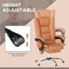 Vinsetto High Back Vibration Massage Office Chair, Heated Reclining PU Leather Computer Chair with 135° Reclining Back and Footrest, Light Brown
