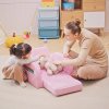 HOMCOM Children's Armchairs Kids Toddler Sofa Chair 2 in 1 Sofa Bed Folding Couch Soft Flannel Sponge Playroom Bedroom Living Room Pink