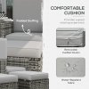 Outsunny 5PC PE Rattan Sun Lounger, Outdoor Wicker 5-level Adjustable Recliner Sofa Bed with Storage Side Table and Footstools, for Patio, Garden, Poolside, Grey