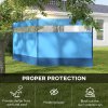 Outsunny Camping Windbreak, 4 Pole Windbreaker Blocker with Clear Windows, Carry Bag and Steel Poles, for Beach Caravan Campervan, 440 x 140cm, Blue