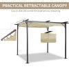 Outsunny 3 x 3(m) Metal Retractable Pergola, Garden Gazebo Metal Pergola Canopy Outdoor Sun Shade Shelter for Party BBQ, Beige