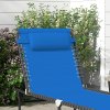 Outsunny Foldable Sun Lounger, Outdoor 4 Level Adjustable Backrest Reclining Chaise Chair, Steel Frame Recliner Chair for Camping, Hiking, Navy Blue