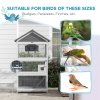 PawHut Wooden Bird Cage Budgie cage, Bird Aviary Outdoor Birdhouse for Finches, Parakeets - Grey