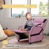 AIYAPLAY Kids Recliner, 2 in 1 Toddler Gaming Recliner with Backrest, Armrest, Footrest, PU Leather Lounge Armchair for Playroom, Bedroom, Kids Room, Pink