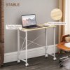 HOMCOM Small Folding Desk, 80 cm Foldable Computer Desk on Wheels for Small Space, Easy Assembly, Space Saving Writing Table for Home Office, Bedroom, Natural Tone