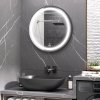 kleankin Round LED Bathroom Mirror, Dimmable Lighted Wall-Mounted Mirror with 3 Temperature Colours, Memory Function, Hardwired, Black