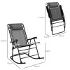 Outsunny Garden Rocking Chair Folding Outdoor Adjustable Rocker Zero-Gravity Seat with Headrest Camping Fishing Patio Deck, 95 x 64 x 106 cm - Grey