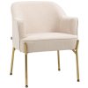HOMCOM Accent Chair, Living Room Armchair, Vanity Chair with Gold Plating Metal Legs and Soft Padded Seat for Bedroom and Cafe, Cream