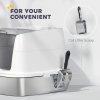 PawHut Stainless Steel Litter Box with Lid, Large Hooded Cat Litter Tray with Flip Cover, Metal Scoop, Deodoriser Bag, Non-Sticky, Odour Control and Easy Clean, White