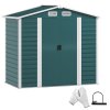 Outsunny 7 x 4ft Garden Shed, Easy to Assemble, Upgraded Galvanised Steel Frame with Foundation Kit, Double Doors with Lock, Outdoor Metal Shed with Vents and Gloves, Garden Storage Shed, Green