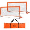 HOMCOM Set of 2 Football Goal Net 6 x 3 ft Foldable Outdoor Sport Training Teens Adults Football with Carrying Bag Orange