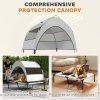 PawHut Elevated Dog Bed with Removable Canopy, Portable Cooling Raised Pet Cot with Breathable Mesh, Storage Bag, for Indoor Outdoor Use, for Medium Large Dogs, 92 x 75 x 89 cm, Light Grey