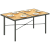 Outsunny Garden Table for 6, 150 cm Rectangular Outdoor Dining Table with 5 cm Umbrella Hole, Wood Effect Top, Rust Resistant Frame, for Patio, Balcony, Terrace, Natural Wood Finish