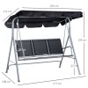 Outsunny 3 Seater Swing Chair, Garden Swing Bench with Adjustable Tilting Canopy, Breathable Mesh Seat and Heavy Duty Metal Frame for Patio, Yard, Black