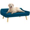 PawHut Dog Sofa Bed with Soft Cushion, Pet Couch with Wooden Frame, Removable and Washable Cover, for Medium and Large Dogs, Blue