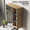 HOMCOM Bathroom Mirror Cabinet, Wall Mounted Bathroom Cabinet with Mirror, 2 Doors and Cupboards, Natural