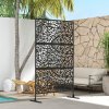 Outsunny Decorative Garden Privacy Screen with Stand, 6.5FT Freestanding Metal Outdoor Divider, Decorative Privacy Panel with Expansion Screws for Garden Pool Hot Tub, Twisted Line Style, Black