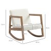 HOMCOM Rocking Chair, Upholstered Sofa Armchair with Cushion and Wood Base for Living Room and Bedroom, Cream White