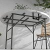Outsunny Folding Garden Table, 122 cm Round HDPE Outdoor Picnic Table for 6, Metal Frame for Patio, Park, White
