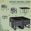 Outsunny 9 Pieces Garden Dining Set with Cushion, 8 Seater Garden Table and Chairs Cube Set with Glass Top Dining Table, 4 Chairs and 4 Footstools, Grey