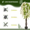 HOMCOM Artificial Realistic White Wisteria Tree Faux Decorative Plant in Nursery Pot for Indoor Outdoor D??cor, 160cm
