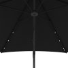 Outsunny 3(m) Cantilever Parasol with Solar LED and Easy Lever, Garden Parasol Umbrella with Cross Base and Waterproof Cover, Outdoor Sun Shades, Black