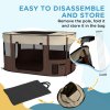 PawHut Dog Pen, Pet Playpen, Portable Foldable Dog Cat Playpen Soft Pet Cage with Storage Bag for Puppies, Rabbits, Kittens, Guinea Pigs, 114 x 89 x 59cm - Brown