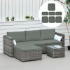 Outsunny Rattan Cushion Covers, Outdoor Seat Cushion Covers, Garden Furniture Covers Replacement - COVER ONLY, Grey