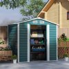 Outsunny 7 x 4ft Garden Shed, Easy to Assemble, Upgraded Galvanised Steel Frame with Foundation Kit, Double Doors with Lock, Outdoor Metal Shed with Vents and Gloves, Garden Storage Shed, Green