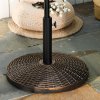 Outsunny 25 kg Round Cement Parasol Base, Umbrella Stand Holder with Rattan Style Pattern for 38, 48 mm Poles for Outdoor, Garden, Antique Bronze
