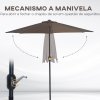 Outsunny 2.7m Garden Half Parasol, Outdoor Balcony Umbrella with 5 Steel Ribs, Patio Sun Shade, Brown