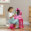 AIYAPLAY Kids Dressing Table with Mirror and Stool, Kids Vanity Table Make Up Pretend Play Toys with Light, Music, 15 Accessories, for Ages 3-6 Years, Pink